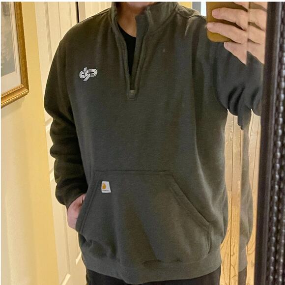 Carhartt Pullover Sweatshirt Mock Neck Quarter Zip Mens XL Gray 106#8=R13 - Picture 6 of 15